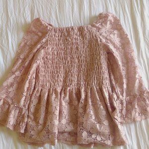 Lace sleeved blouse shirt girls XL Pink. LIKE NEW